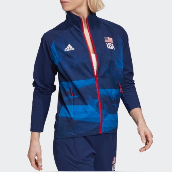 Adidas Women's USAV Warm Zip Up Track USA Jacket - Picture 2 of 12